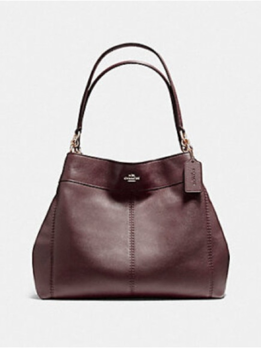 COACH Burgundy Pebble Leather Lexi Shoulder Bag Purse